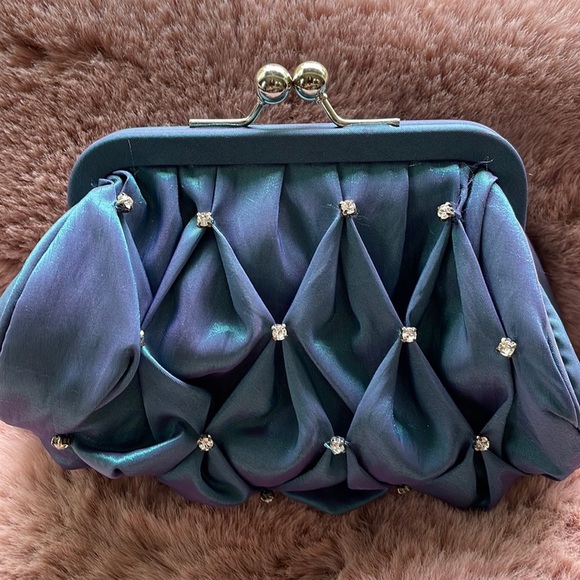 Handbags - Super Cute Bluish purple mini bag  w/rhinestone accents.